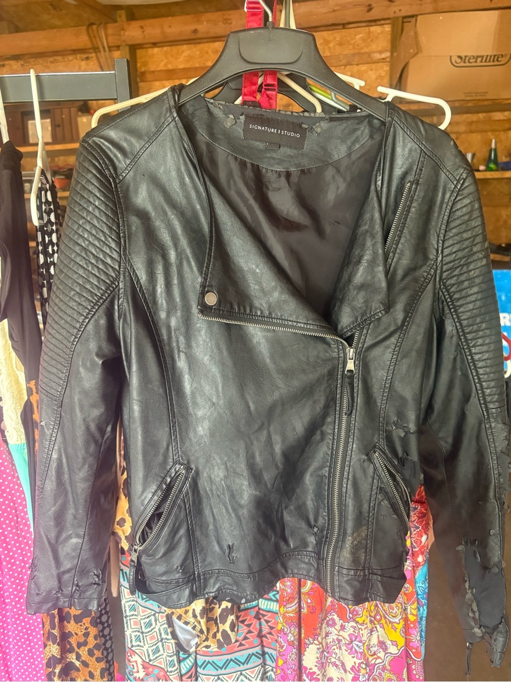 Signature Studio Black Faux Leather Motorcycle Jacket